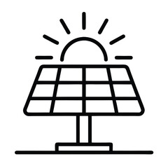  Solar Panel with Sun Vector Icon 