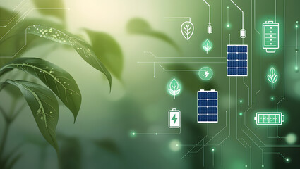 Futuristic Eco Technology Background with Green Circuit Aesthetic
