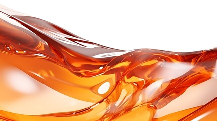 Naklejka premium Burnt orange nail polish spilling in wide flow, edge of liquid creating natural fractal patterns, white background, full frame isolation .