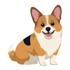 Adorable corgi dog vector illustration featuring a happy expression, showcasing its charming and friendly demeanor. Perfect for pet lovers and design projects involving animals.