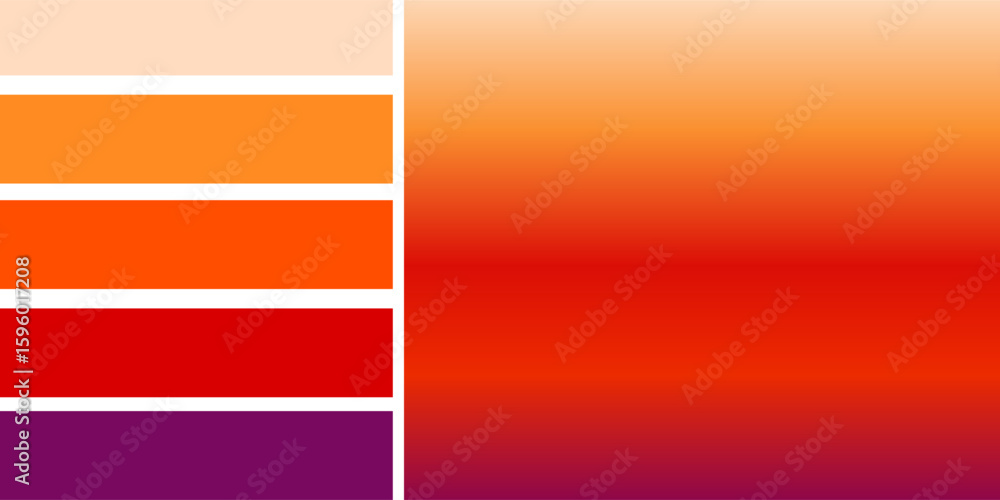 Poster orange red gradient background with color palettes, vector design.eps10