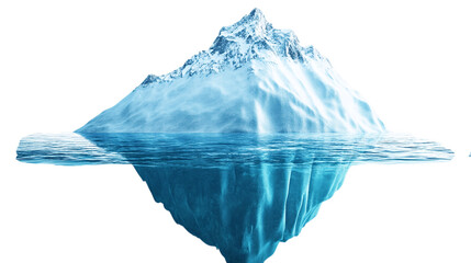 Iceberg concept illustration showing hidden business risks beneath surface of water isolated on...