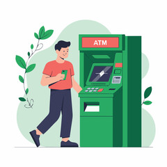 Clean and modern vector  atm machine transaction vector art illustration for banking finance and money withdrawal design concept use 100