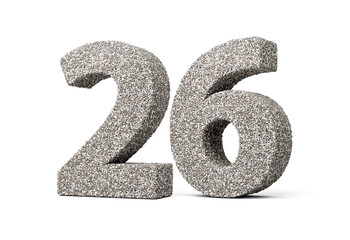 Number Twenty Six 26 Digit Made Of Rock Fragments Or Gravels On White Background 3d Illustration