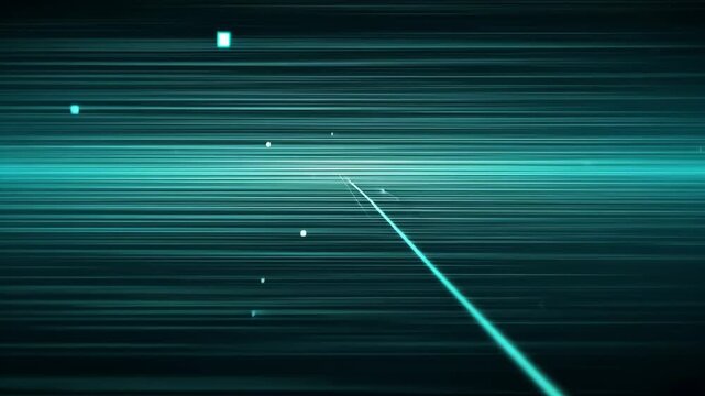 Futuristic digital data streaming with glowing neon lines and particles