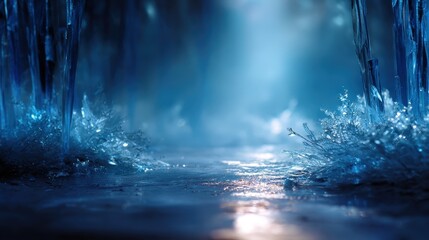 Dark Blue Crystalline Water Scene at Night