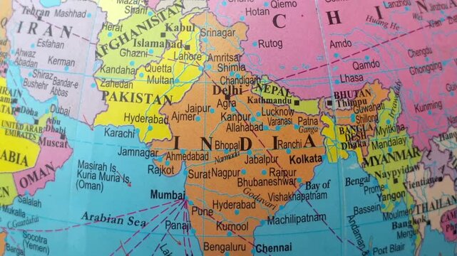 India, China, Pakistan and Afghanistan map