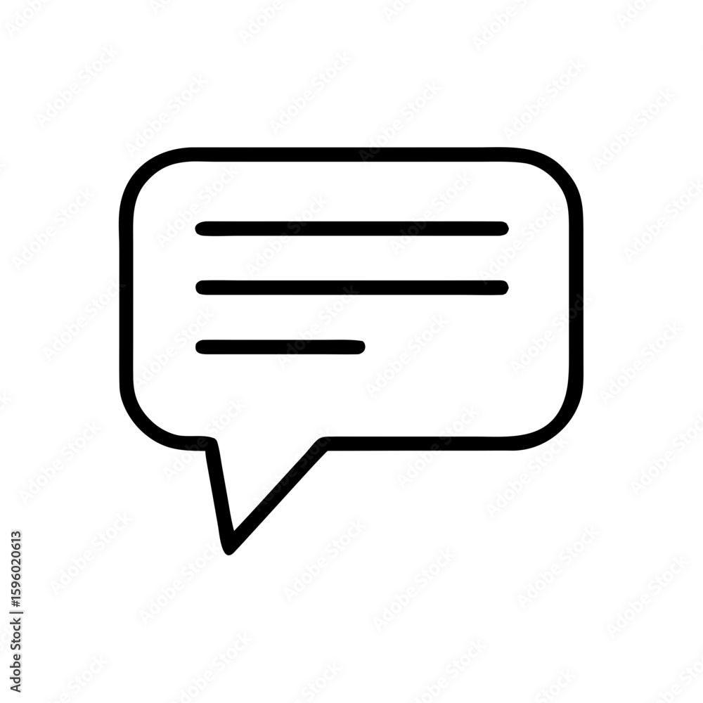 Poster outline icon of a speech bubble with text lines, suitable for websites or blogs indicating comments,