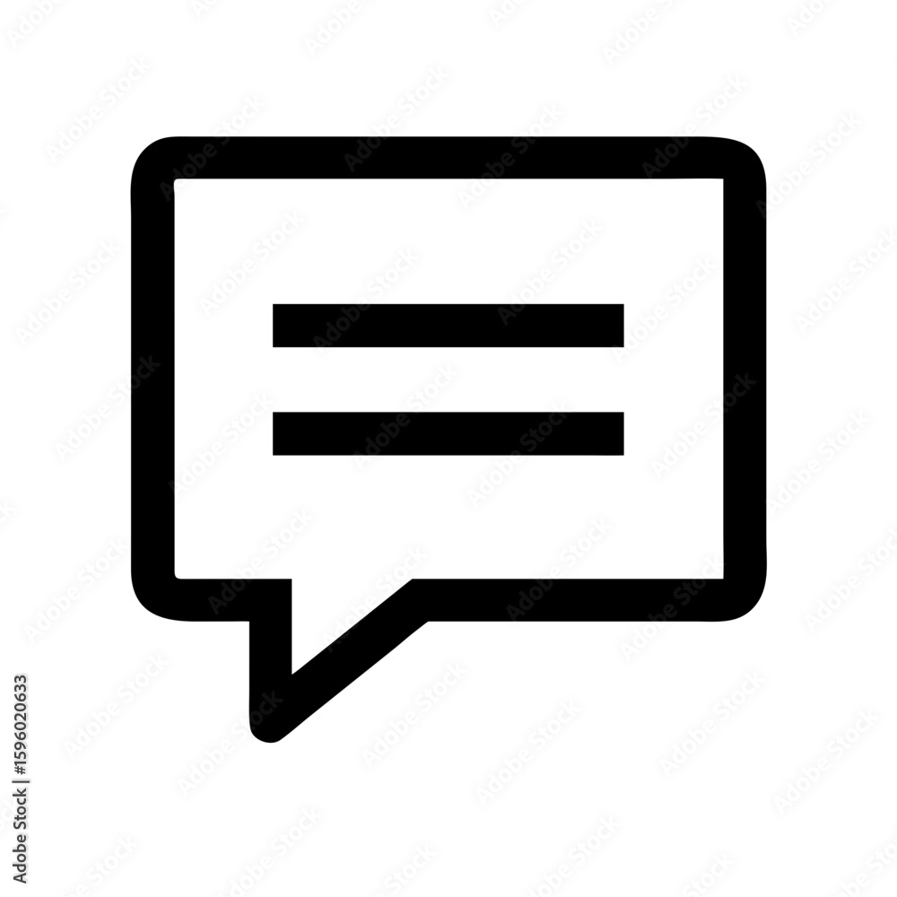 Poster outline icon of a speech bubble with text lines, suitable for websites or blogs indicating comments,