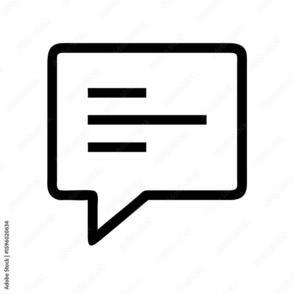 Poster outline icon of a speech bubble with text lines, suitable for websites or blogs indicating comments,