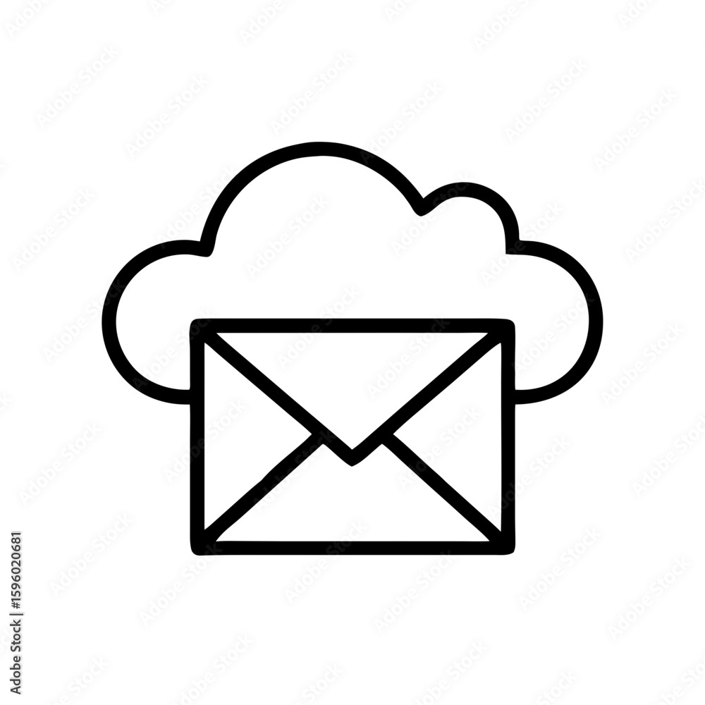 Aufkleber a simple line art icon of an envelope with a cloud. this image can be used on websites or blogs to r