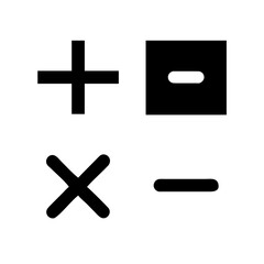 Obraz premium collection of bold solid-fill mathematical operation icons (plus, minus, multiply, divide), suitable for websites and blogs for calculators, educational content, or data manipulation interfaces