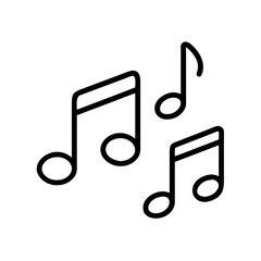 clean line art icon of three musical notes, perfect for websites and blogs related to music, audio, entertainment, or sound features.
