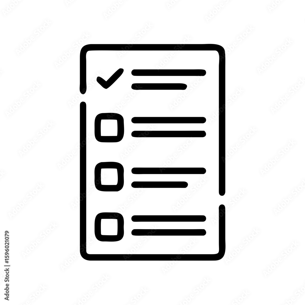 Aufkleber a clean line art checklist icon with a checkmark on the first item, ideal for websites or blogs for 