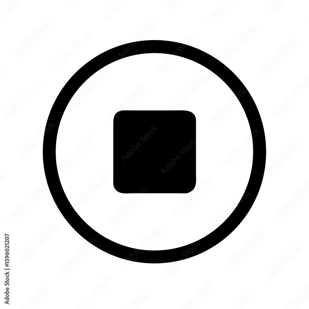 Poster a minimalist line art icon of a square inside a circle. this image can be used on websites or blogs 
