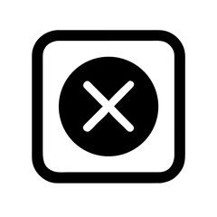 Obraz premium cancel or delete icon with a cross inside a circle, within a square on websites and blogs for user interface design, error messages, and confirmation prompts. The style is a glyph icon