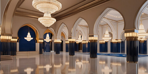 Fototapeta premium Opulent Hallway with Classic Architecture and Lighting