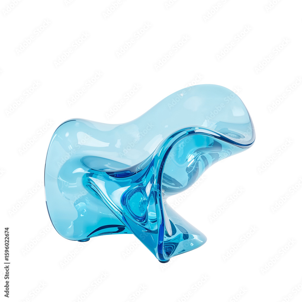 Aufkleber abstract flowing form in translucent blue hues against a pristine void scene