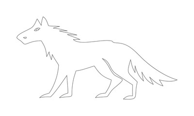 Walking Wolf Line Art Silhouette Illustration