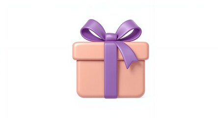 Obraz premium 3D Render of a Gift Box with Purple Ribbon Festive Present Icon Holiday Celebration Graphic D