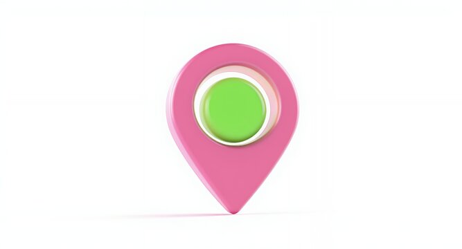 3D Render of a Pink and Green Location Marker Icon