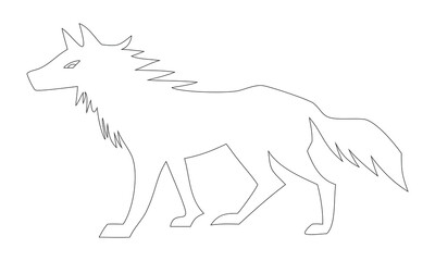Walking Wolf Line Art Silhouette Illustration