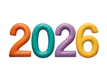 Vibrant 2026 Textures Colors and Year Celebration New Years Events Calendar Artwork Future on transparent background