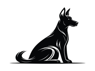 Alert Sitting Dog Silhouette Illustration