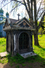 Old stone crypt on the ancient cemetery