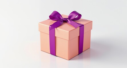 Obraz premium A gift box with a purple ribbon present celebration holiday