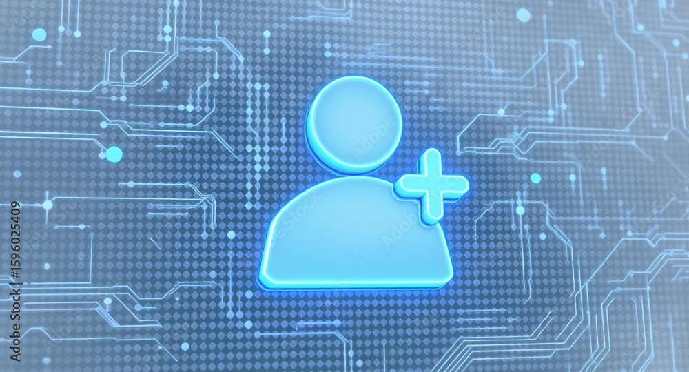 Poster cybersecurity user interface add new account neon sign digital technology concept
