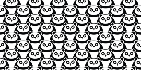 Obraz premium panda bear seamless pattern polar bear vector cartoon doodle teddy tile background gift wrapping paper repeat wallpaper illustration scarf isolated design