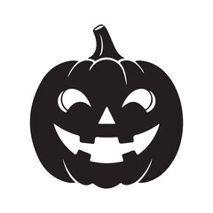 Black Jack O Lantern Silhouette on White Background