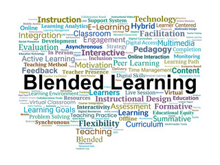 Blended Learning Word Cloud. Key Concepts in Modern Hybrid and Technology-Enhanced Education
