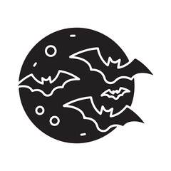 Black Moon with Bats Halloween Silhouette night