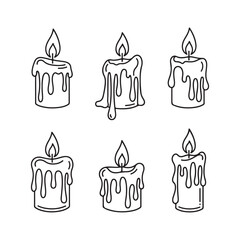 Black Outline Candles with Dripping Wax and Flames