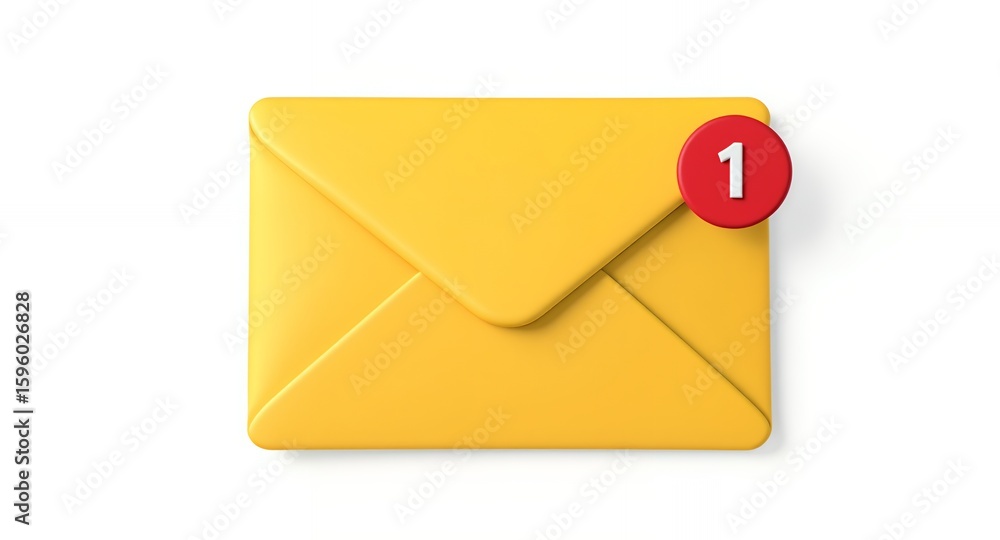 Poster new message notification yellow envelope with red badge