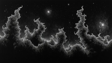 Pixelated Nebula In Dark Space