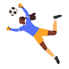 Dynamic Soccer Goalkeeper in Action, Diving to Save the Ball, Vector Illustration.