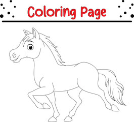 Horse Coloring Pages for Kids. Farm Animal drawing for children