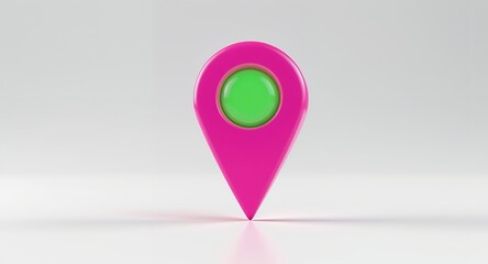 Fototapeta premium Pink and Green Location Marker Icon 3D Render Navigation Symbol