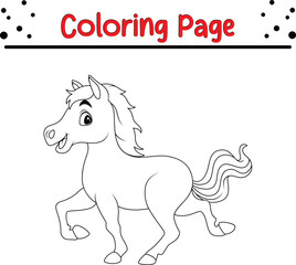 Horse Coloring Pages for Kids. Farm Animal drawing for children