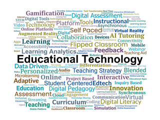 Educational Technology Word Cloud. Key Concepts in Edtech, Digital Learning, and Innovation