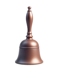 Handheld school bell with wooden handle, isolated on transparent background. Suitable for education, school events, announcements, or traditional ceremony-themed designs.
