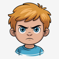 Clean and modern vector  cartoon angry boy with blond hair vector illustration for character design and emotion expression art