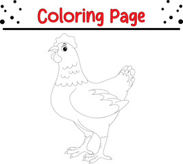 Hen Farm animal Coloring Page for kids