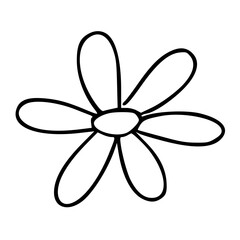 Simple flower drawing with long petals in line style