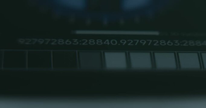 Futuristic digital interface with progress bar and numerical data