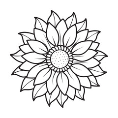big sunflower with clear petals kids for colouring page