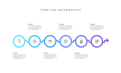 Business road map timeline infographic concept. with icons and 6 steps, Corporate milestones graphic elements. workflow layout, diagram, report, web design. Creative, Vector illustration.